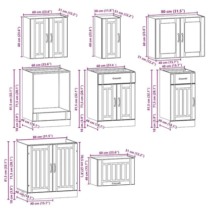 8-tlg. Küchenschrank-Set Kalmar Weiß Holzwerkstoff