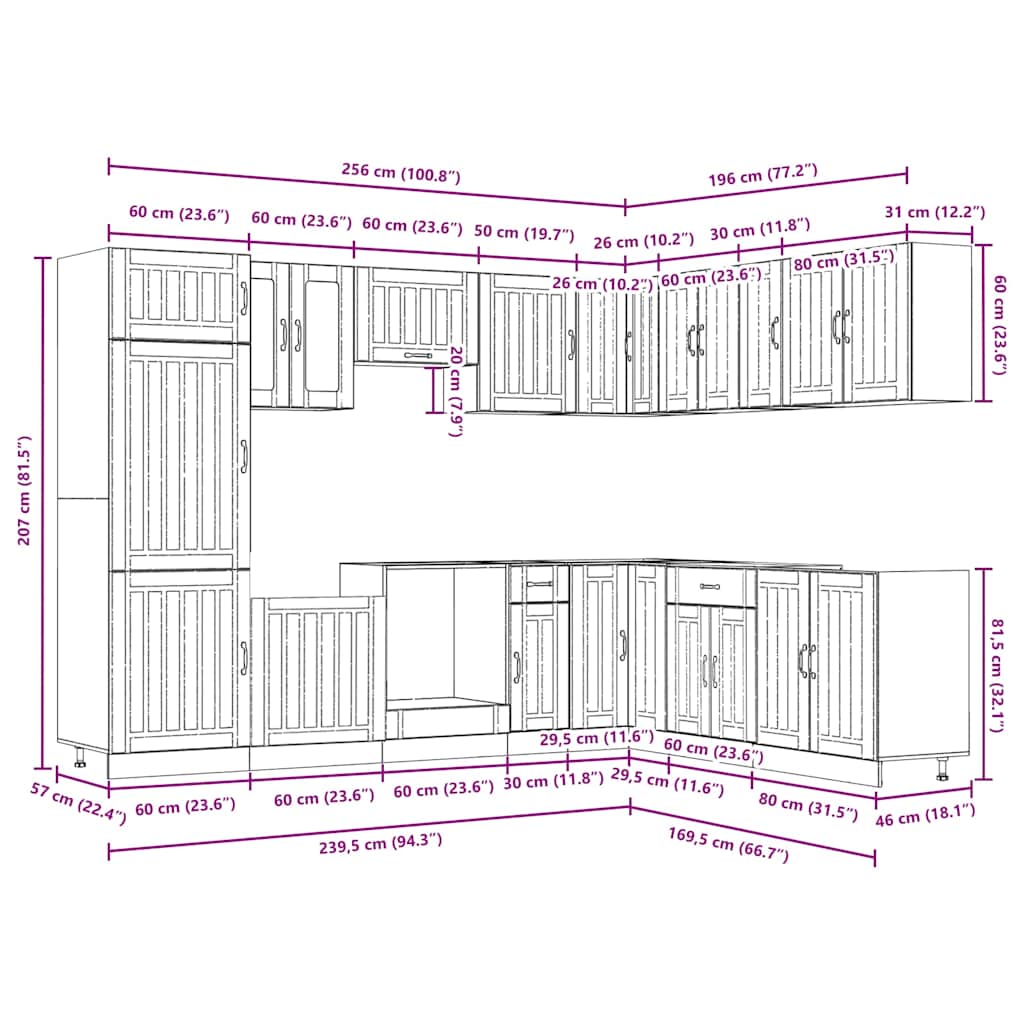 14-tlg. Küchenschrank-Set Lucca Hochglanz-Weiß Holzwerkstoff