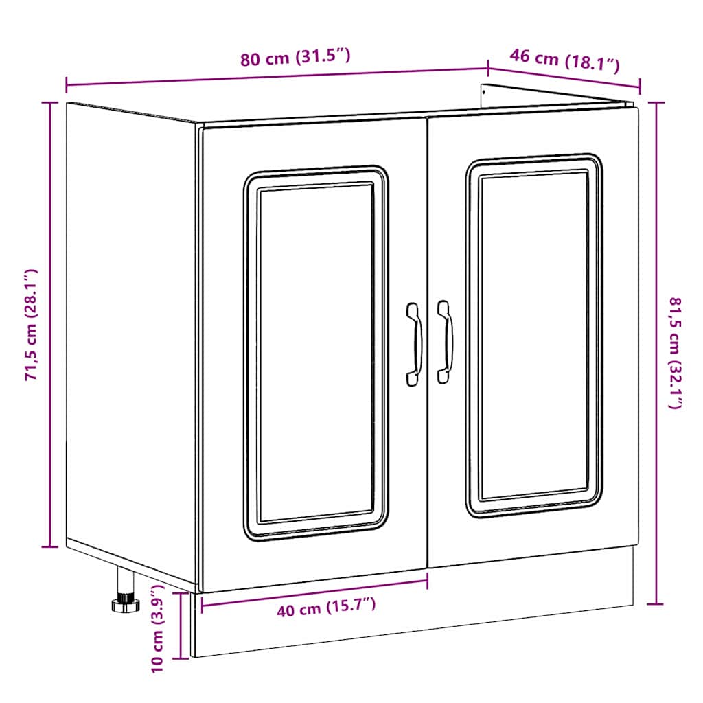 Küchenschrank mit Tür Kalmar Sonoma-Eiche 80 x 46 x 81.5 cm