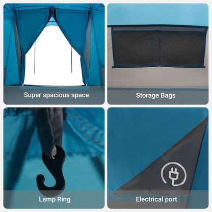 Familienzelt mit Dach Blau und Grau 721 x 335 x 212 cm