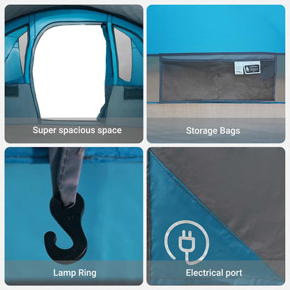 Familienzelt mit Dach Blau und Grau 576 x 325 x 213 cm