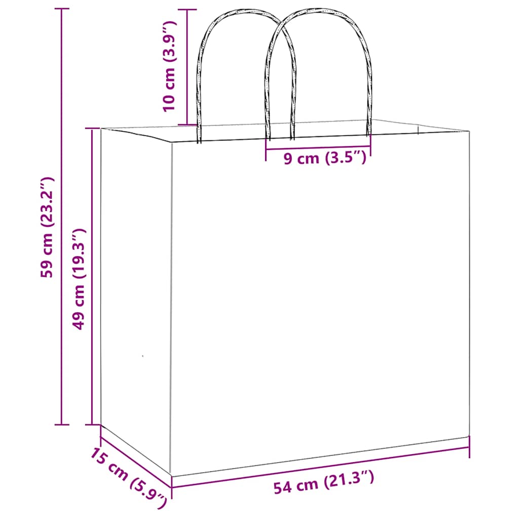 Papiertragetaschen 250 Stk. mit Henkeln Rosa 54x15x49 cm