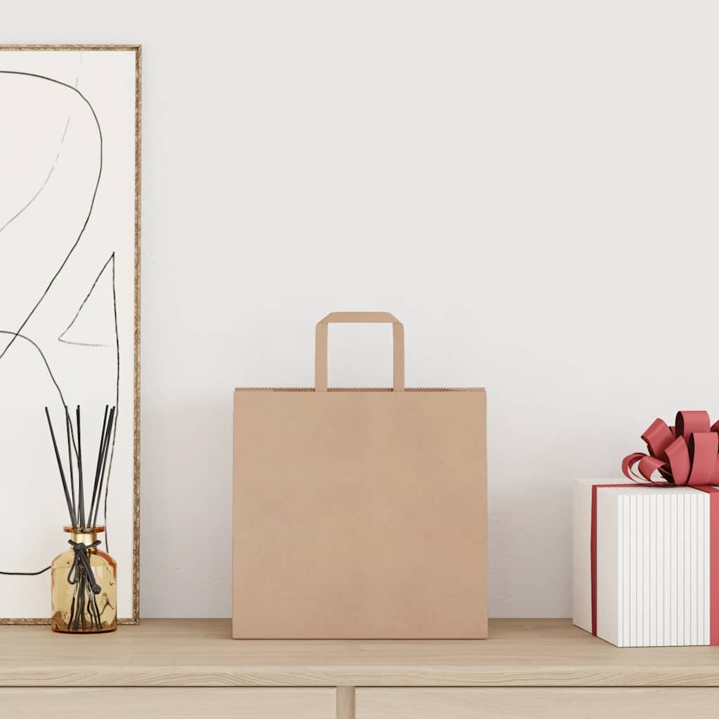 Papiertragetaschen 250 Stk. mit Henkeln Braun 26x17x25 cm