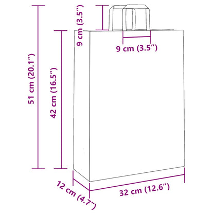 Papiertragetaschen 250 Stk. mit Henkeln Braun 32x12x42 cm