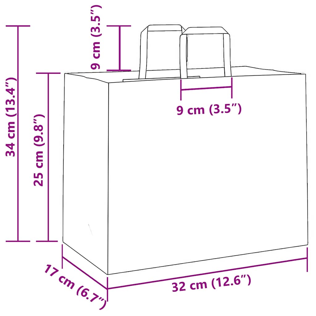 Papiertragetaschen 250 Stk. mit Henkeln Braun 32x17x25 cm