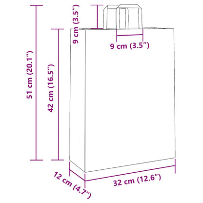 Papiertragetaschen 50 Stk. mit Henkeln Weiß 32x12x42 cm