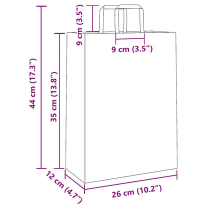 Papiertragetaschen 250 Stk. mit Henkeln Weiß 26x12x35 cm