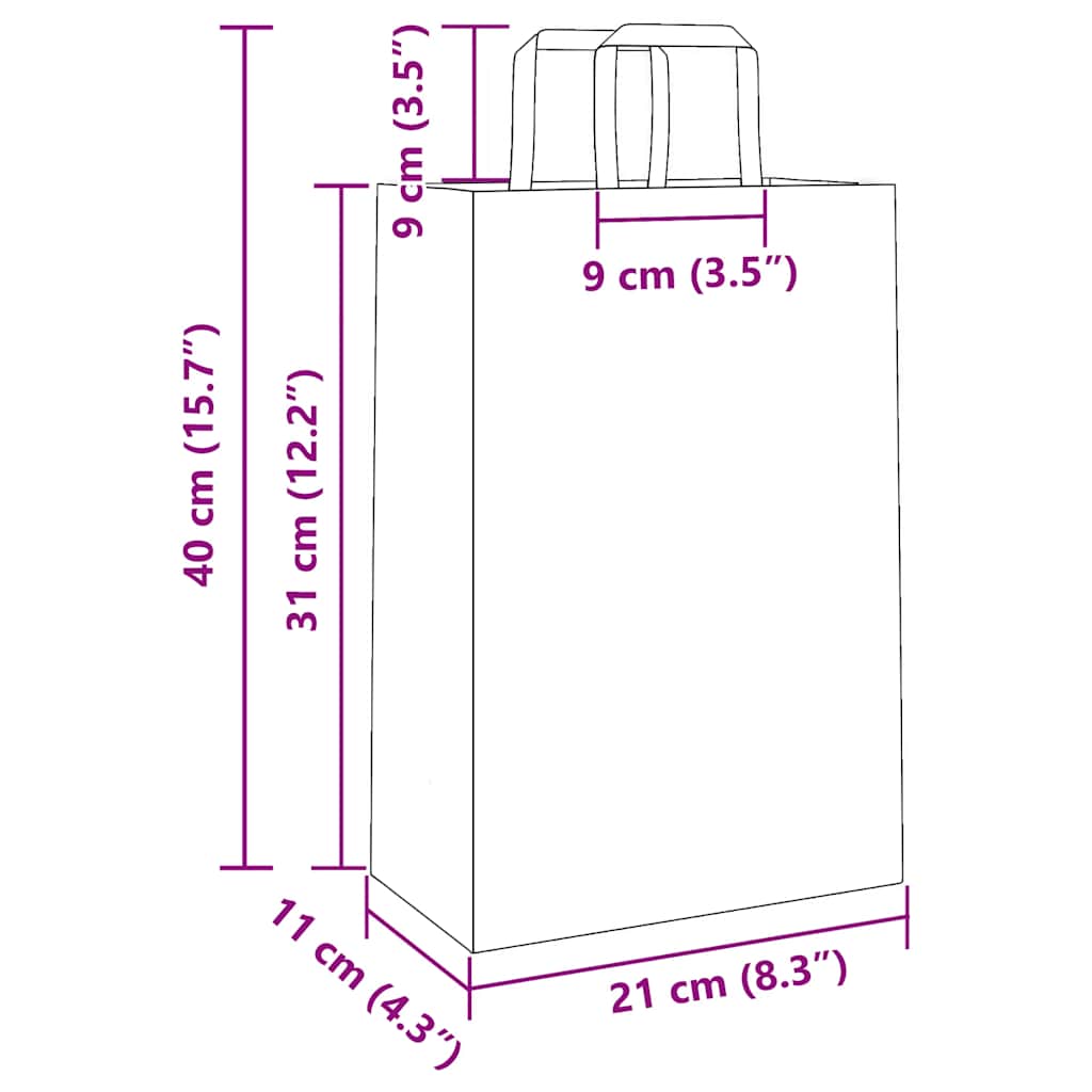 Papiertragetaschen 250 Stk. mit Henkeln Schwarz 21x11x31 cm