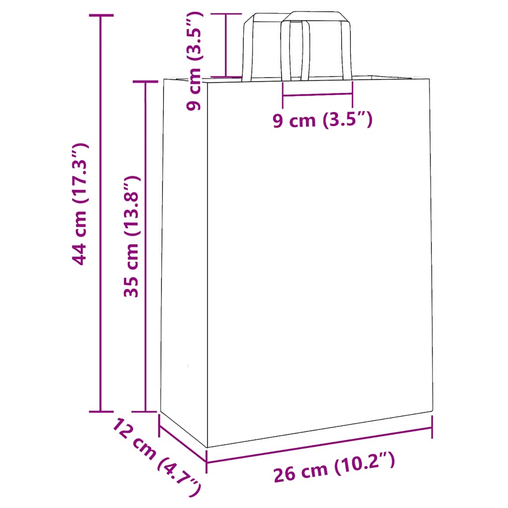 Papiertragetaschen 250 Stk. mit Henkeln Rosa 26x12x35 cm