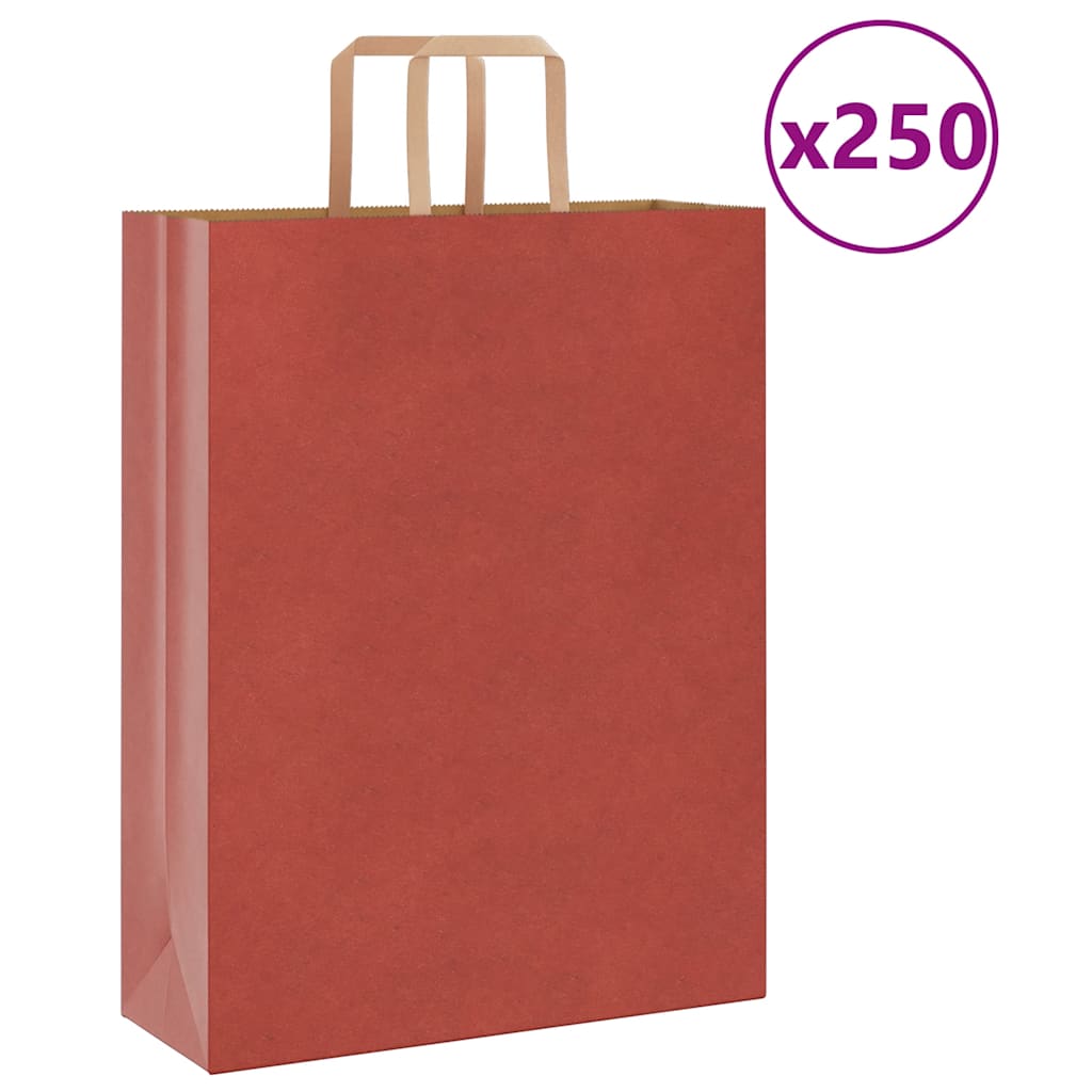 Papiertragetaschen 250 Stk. mit Henkeln Rot 32x12x42 cm