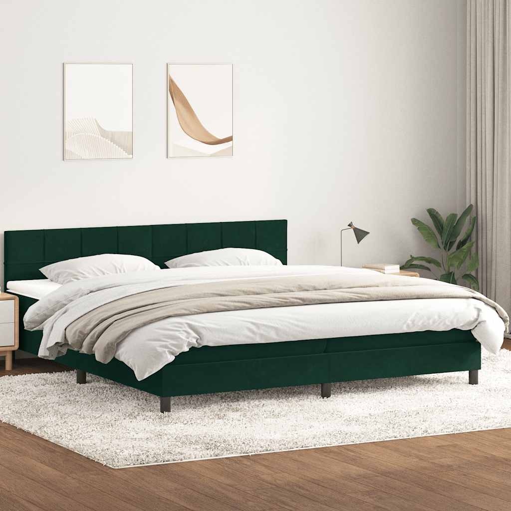 Boxspringbett mit Matratze Dunkelgrün 180x220 cm Samt