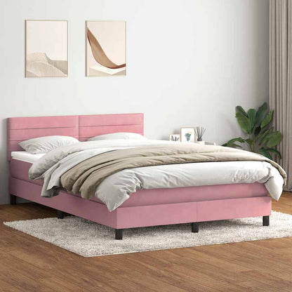 Boxspringbett mit Matratze Rosa 160x210 cm Samt