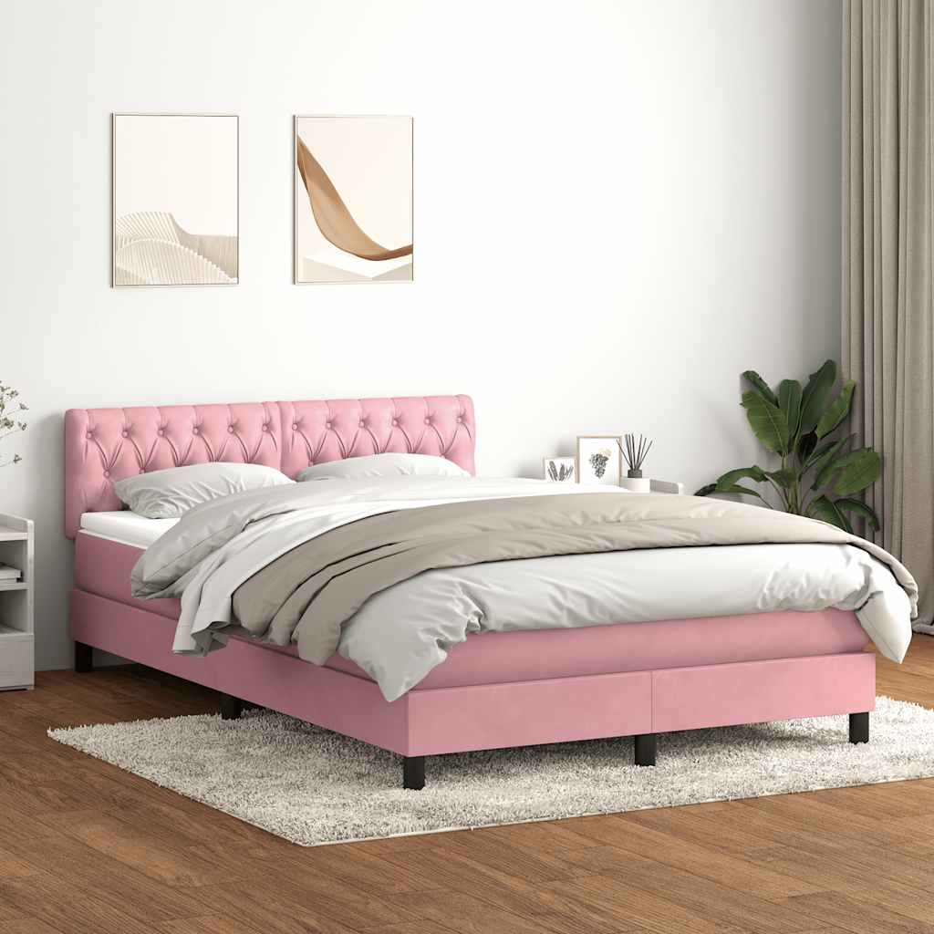 Boxspringbett mit Matratze Rosa 160x210 cm Samt