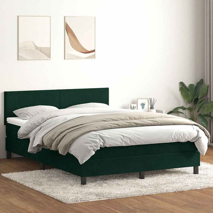 Boxspringbett mit Matratze & LED Dunkelgrün 160x210 cm Samt