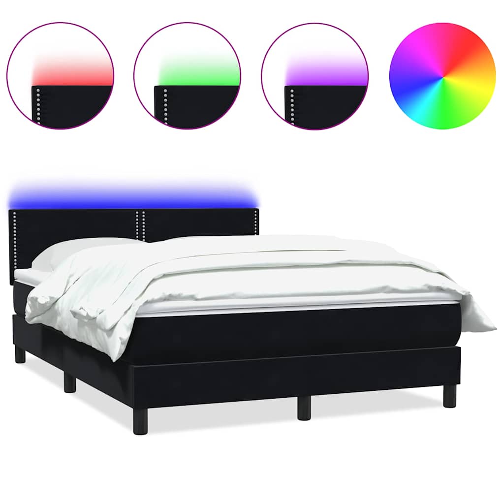 Boxspringbett mit Matratze & LED Schwarz 160x220 cm Samt