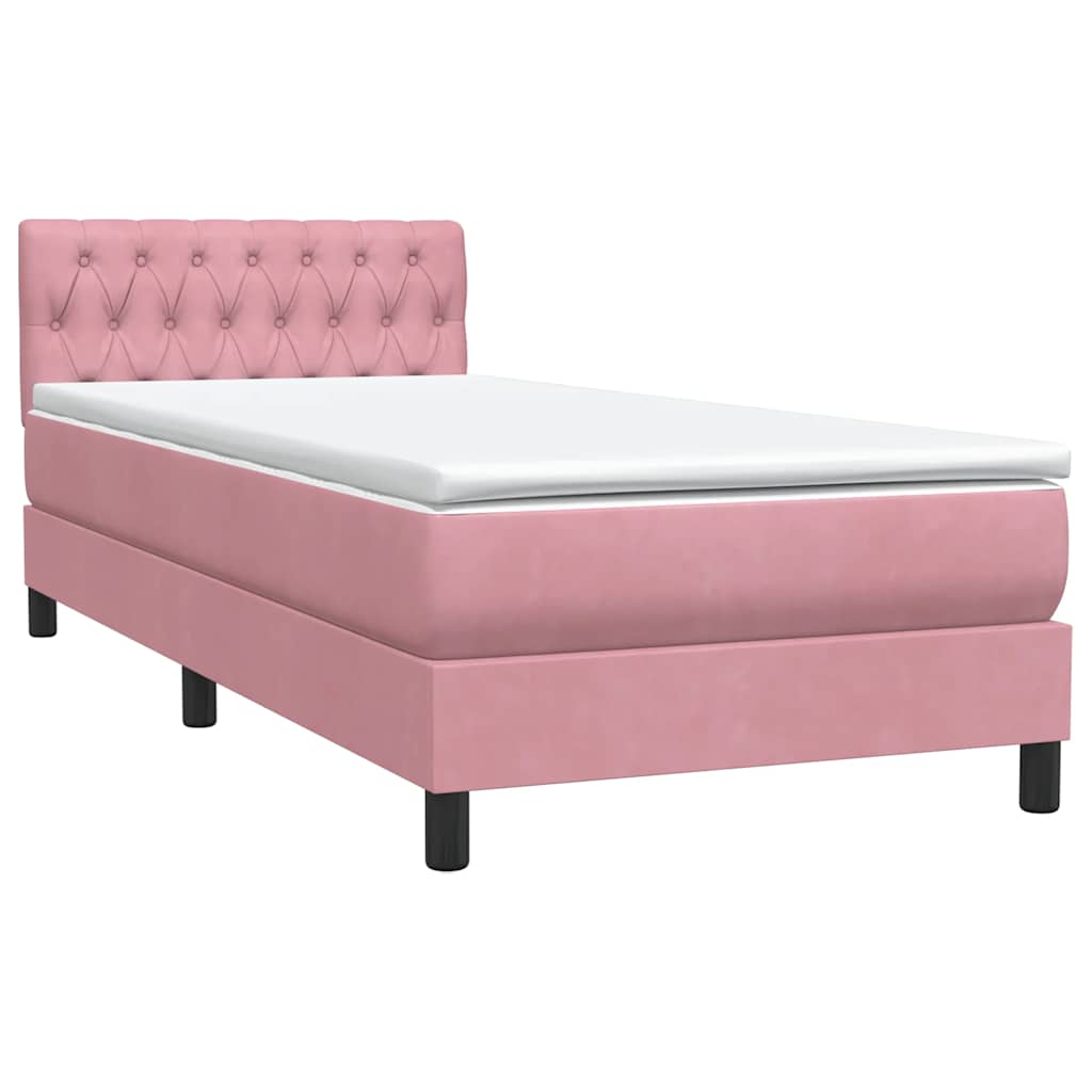 Boxspringbett mit Matratze & LED Rosa 80x220 cm Samt