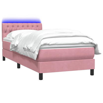 Boxspringbett mit Matratze & LED Rosa 90x220 cm Samt