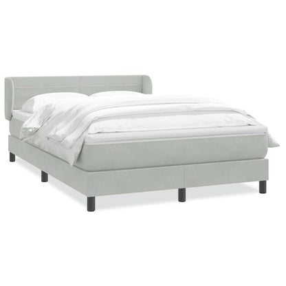 Boxspringbett mit Matratze Hellgrau 140x210 cm Samt