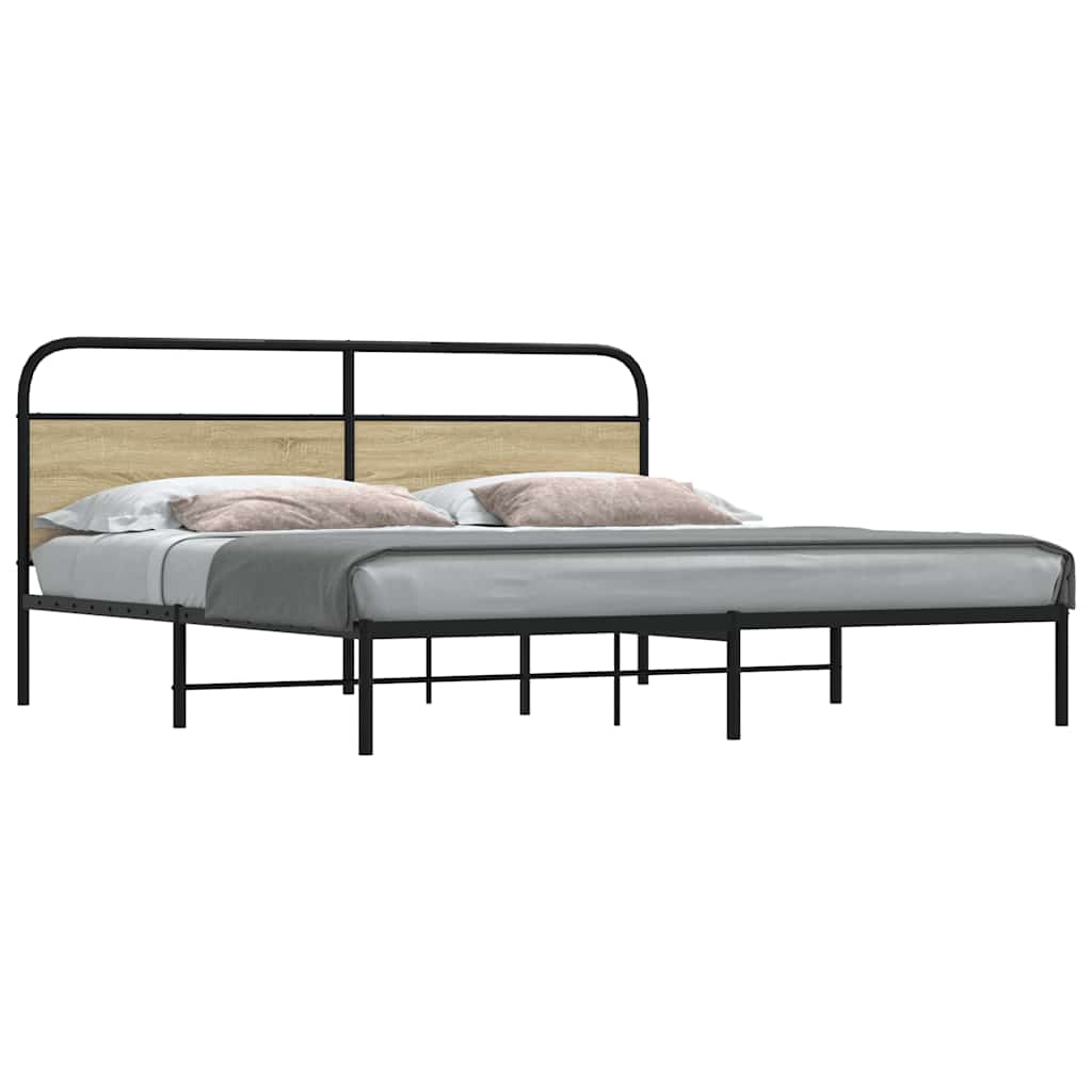 Metallbett ohne Matratze Sonoma-Eiche 183x213 cm