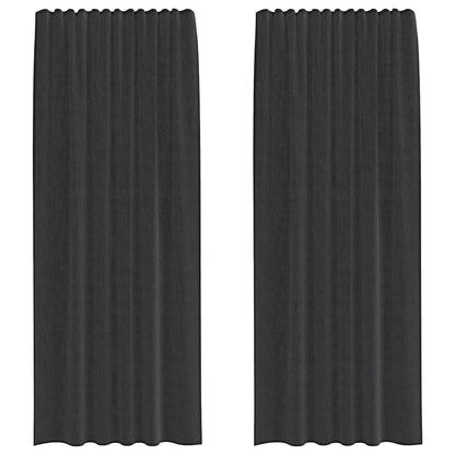 Voile Vorhänge mit Stangentaschen 2 Stk. Schwarz