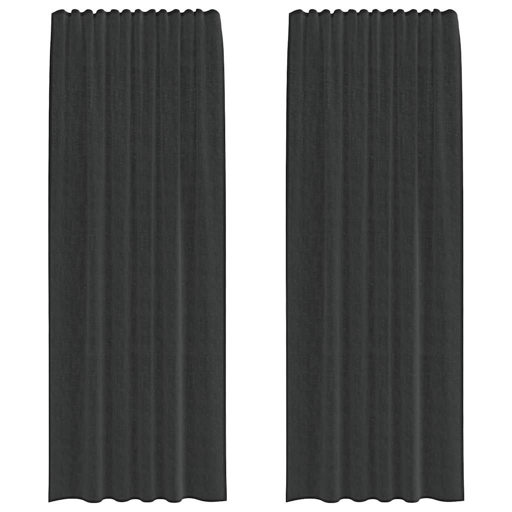 Voile Vorhänge mit Stangentaschen 2 Stk. Schwarz