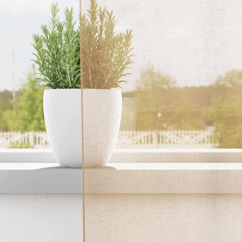Voile Vorhänge mit Stangentaschen 2 Stk. Sandfarbe