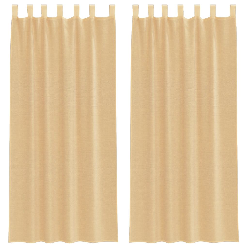 Voile Vorhänge mit Stangentaschen 2 Stk. Sandfarbe
