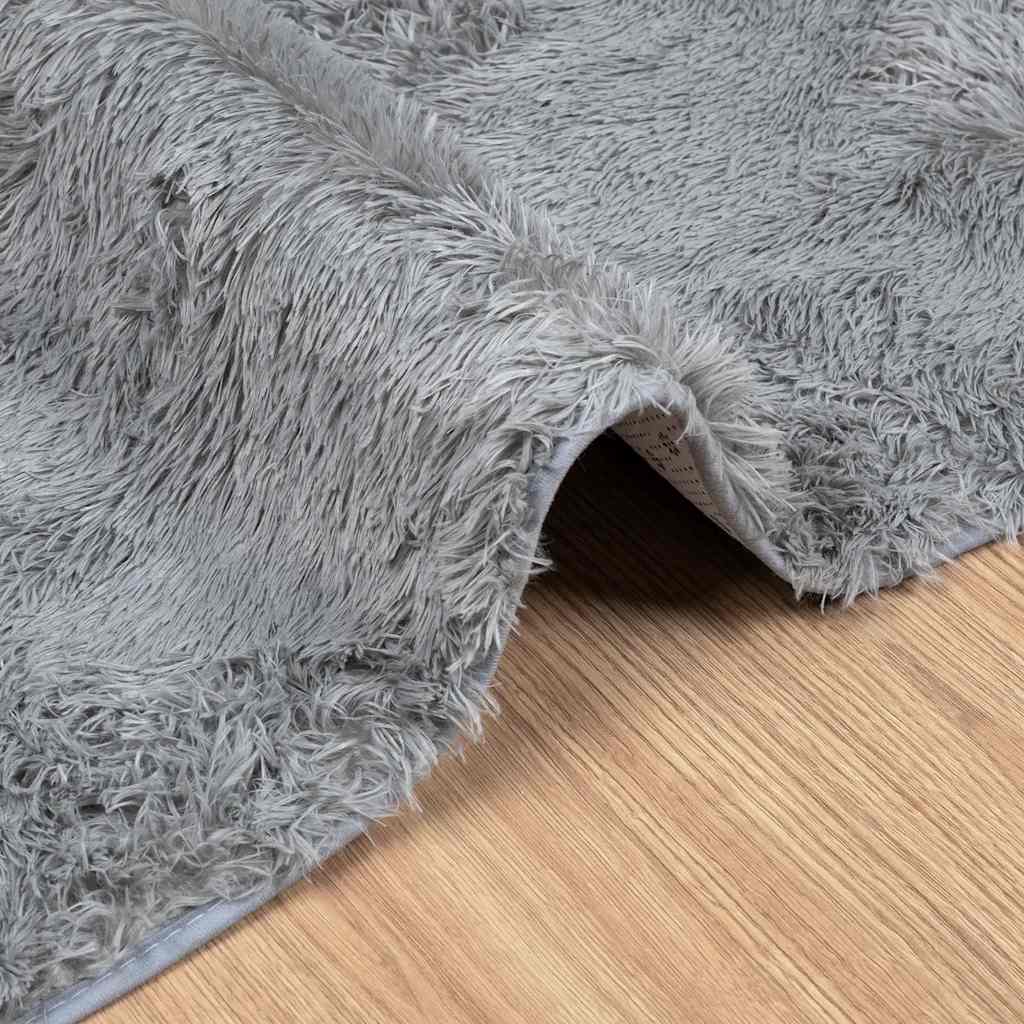 Teppich Shaggy Hochflor NAVARRA Hellgrau 120x120 cm Polyester