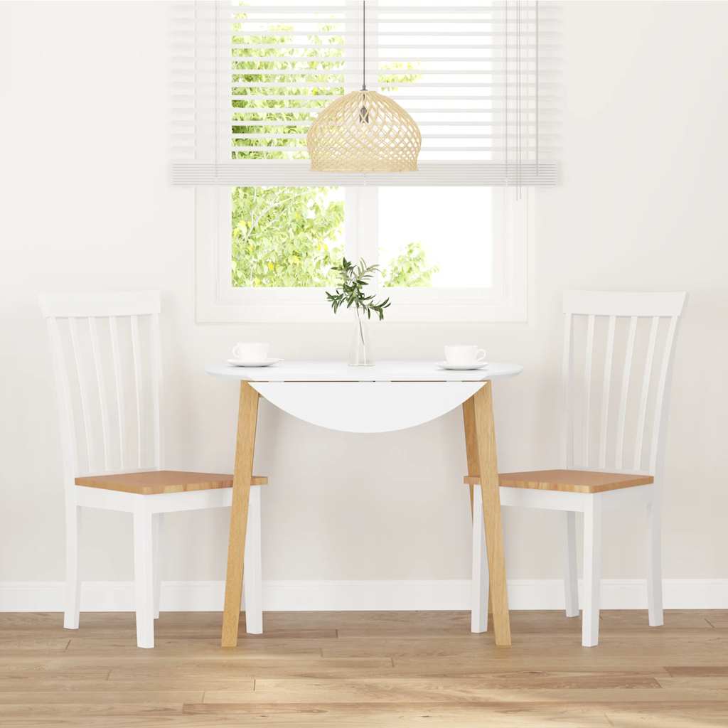 Esszimmerstühle 2 Stk. Weiß Massivholz Gummibaum