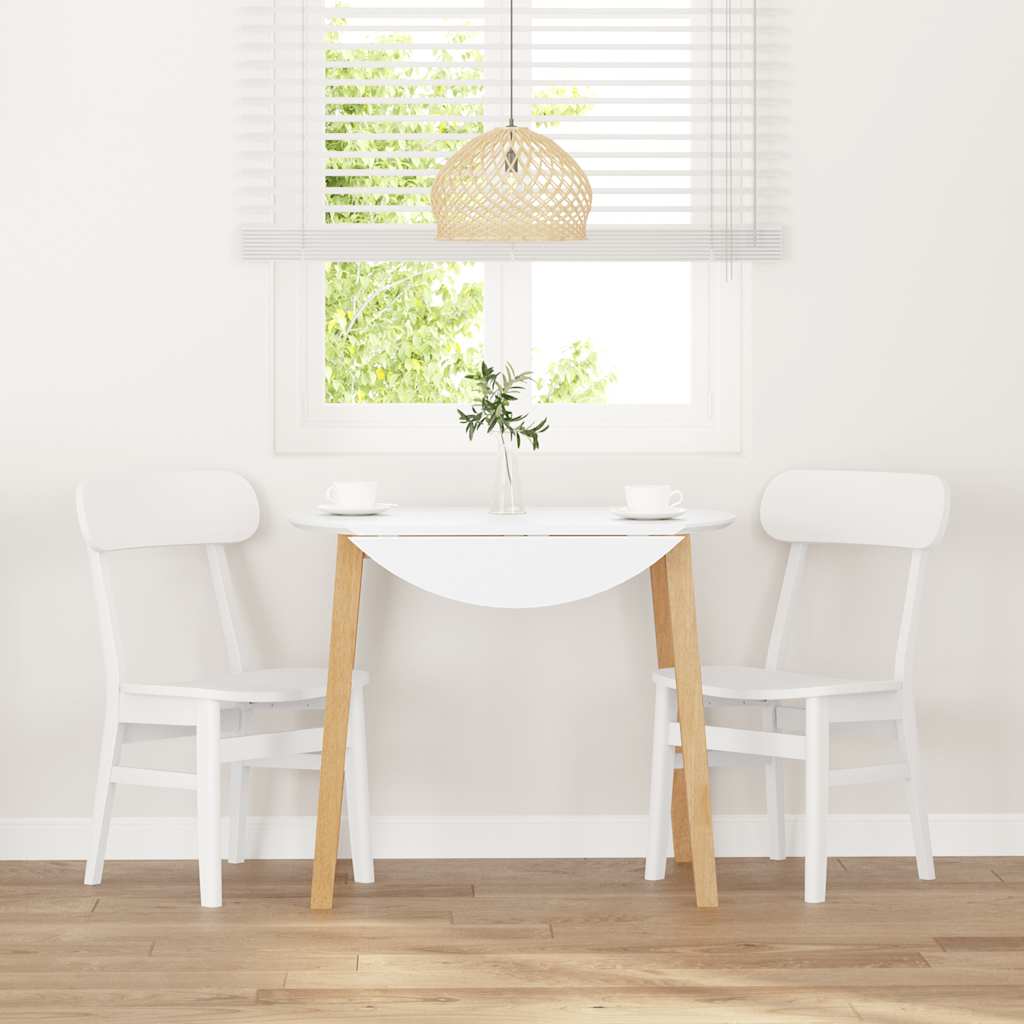 Esszimmerstühle 2 Stk. Weiß Massivholz Gummibaum