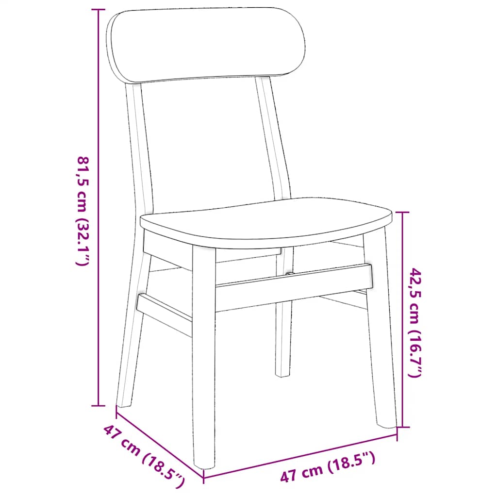 Esszimmerstühle 2 Stk. Weiß Massivholz Gummibaum