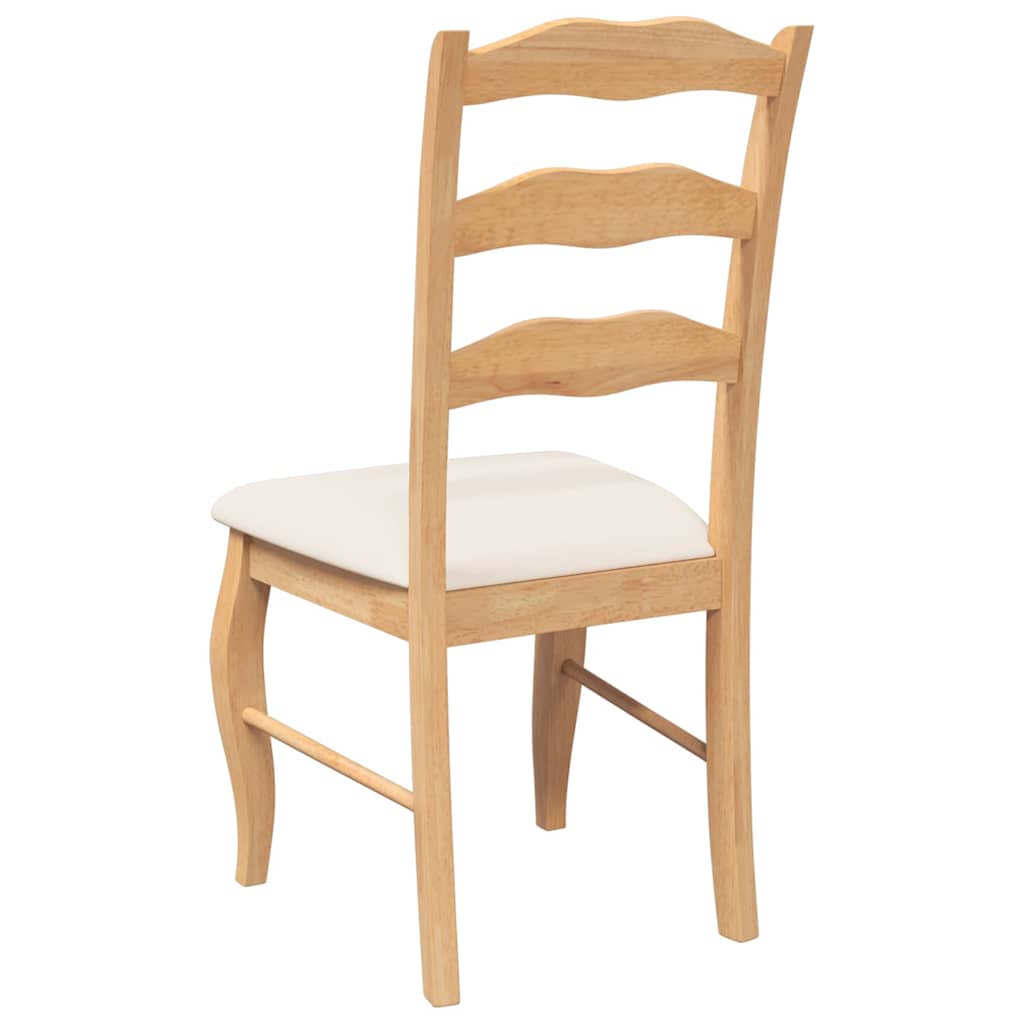 Esszimmerstühle mit Kissen 2 Stk. Natur Massivholz Gummibaum