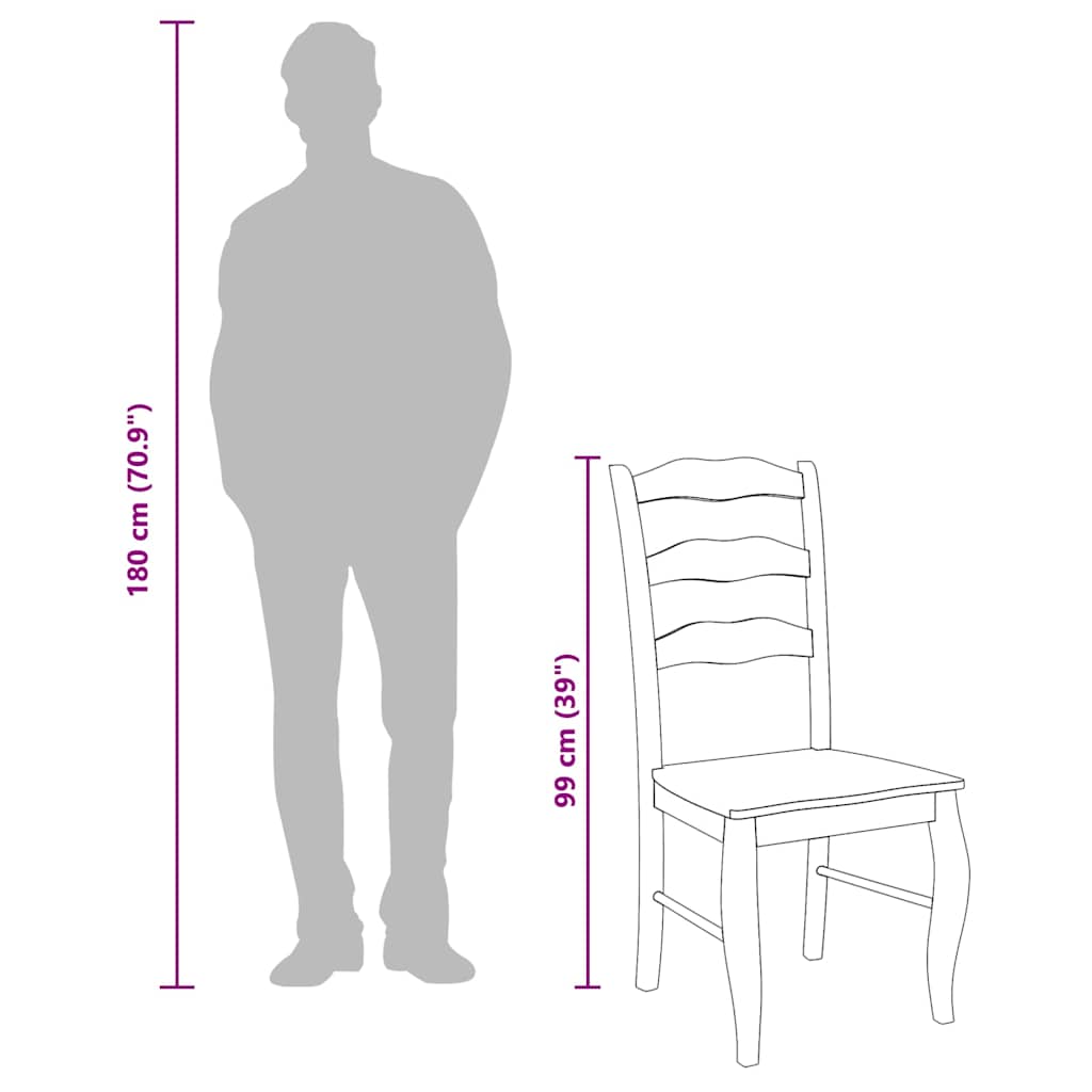 Esszimmerstühle 2 Stk. Natur Massivholz Gummibaum