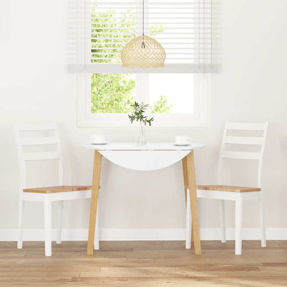 Esszimmerstühle 2 Stk. Weiß Massivholz Gummibaum