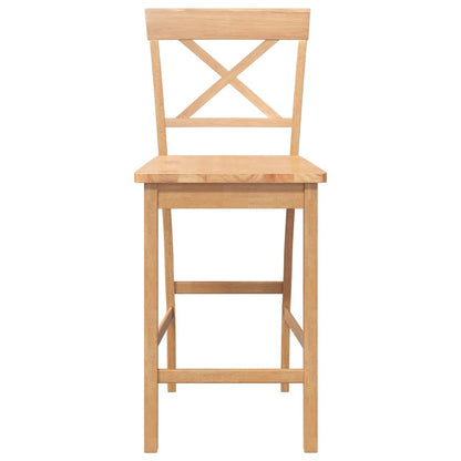 Barhocker 2 Stk. Natur Massivholz Gummibaum