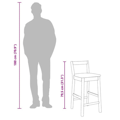 Barhocker 2 Stk. Natur Massivholz Gummibaum