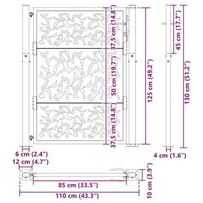 Gartentor Schwarz 100x125 cm Stahlblatt-Design