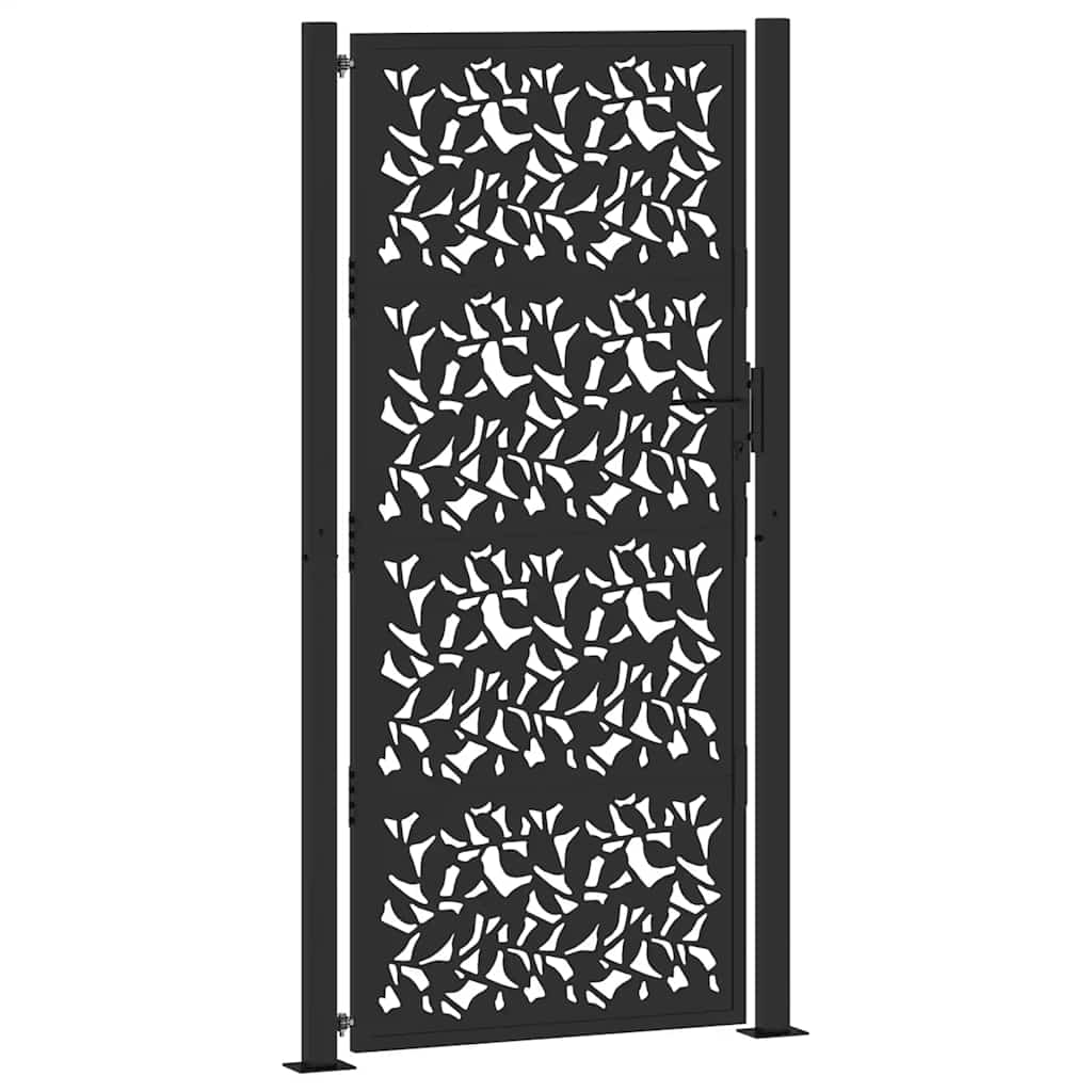 Gartentor Schwarz 100x200 cm Stahlblatt-Design