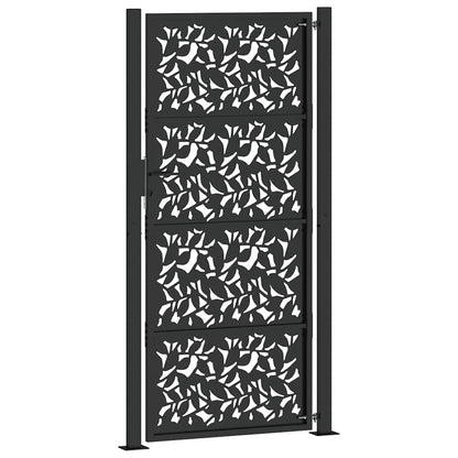 Gartentor Schwarz 100x200 cm Stahlblatt-Design