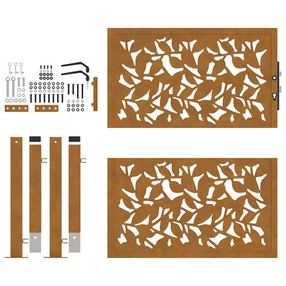 Gartentor 100x100 cm Wetterfester Stahl Blattdesign