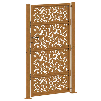 Gartentor 100x200 cm Wetterfester Stahl Blattdesign