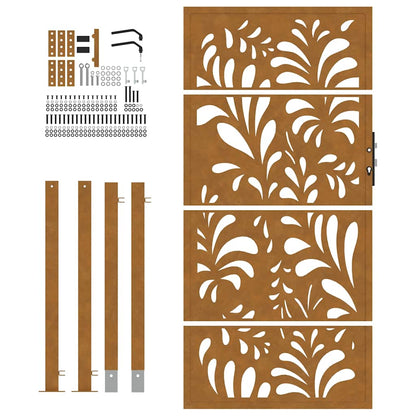 Gartentor 100x175 cm Verwitterungsstahl Wellendesign