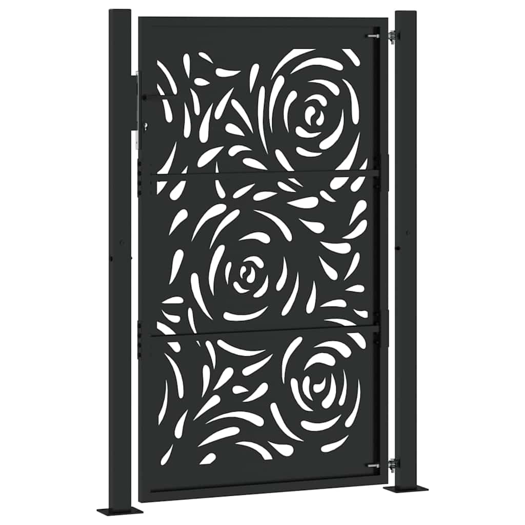 Gartentor Schwarz 100x150 cm Stahl Flammendesign