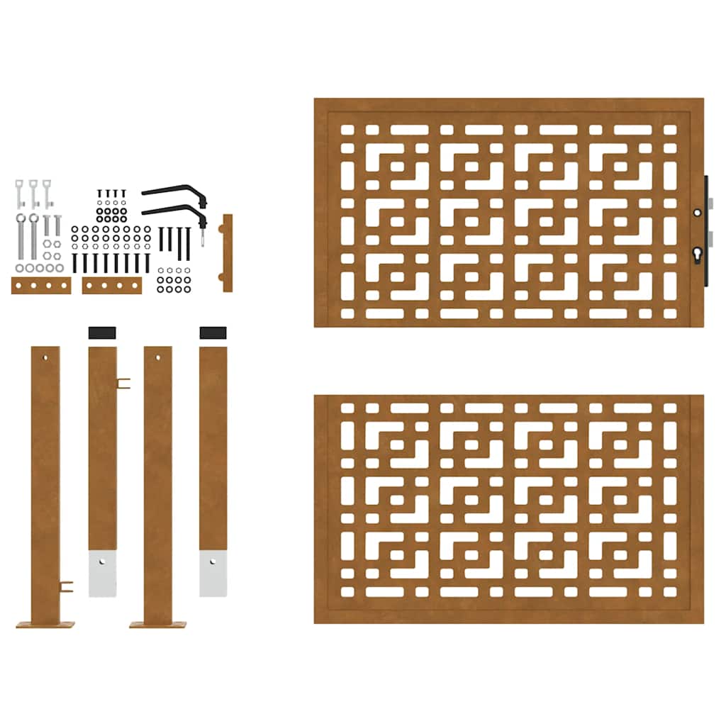 Gartentor 100x100 cm Verwitterungsstahl Kreuzdesign