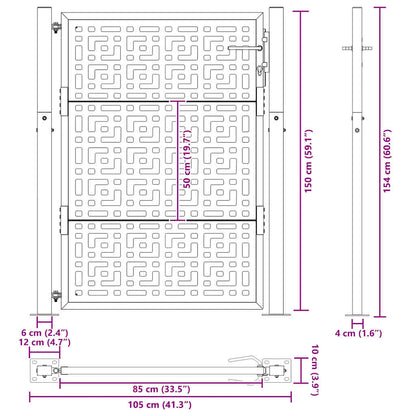 Gartentor 100x150 cm Verwitterungsstahl Kreuzdesign