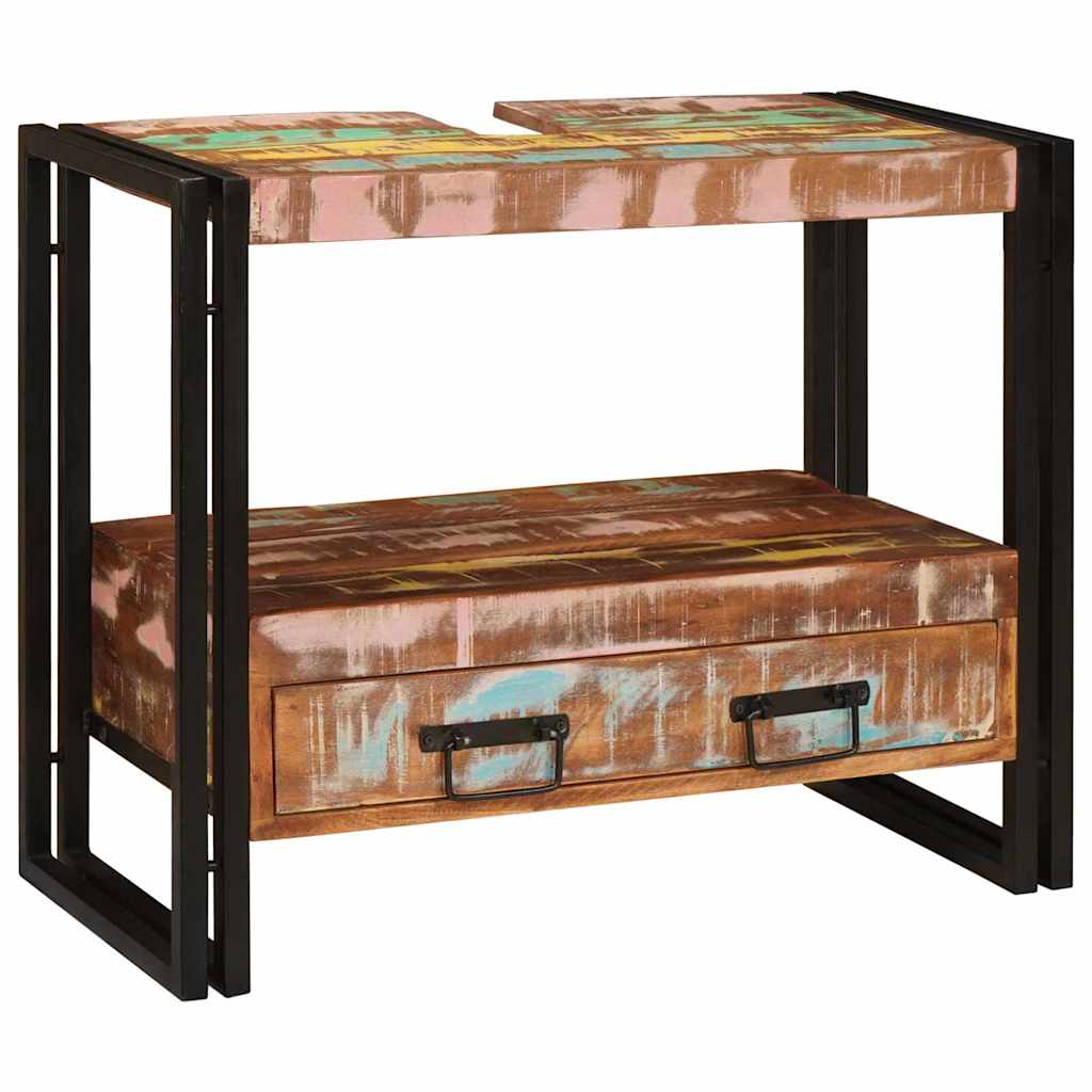 Waschtischunterschrank Mehrfarbig Massives upgecyceltes Holz