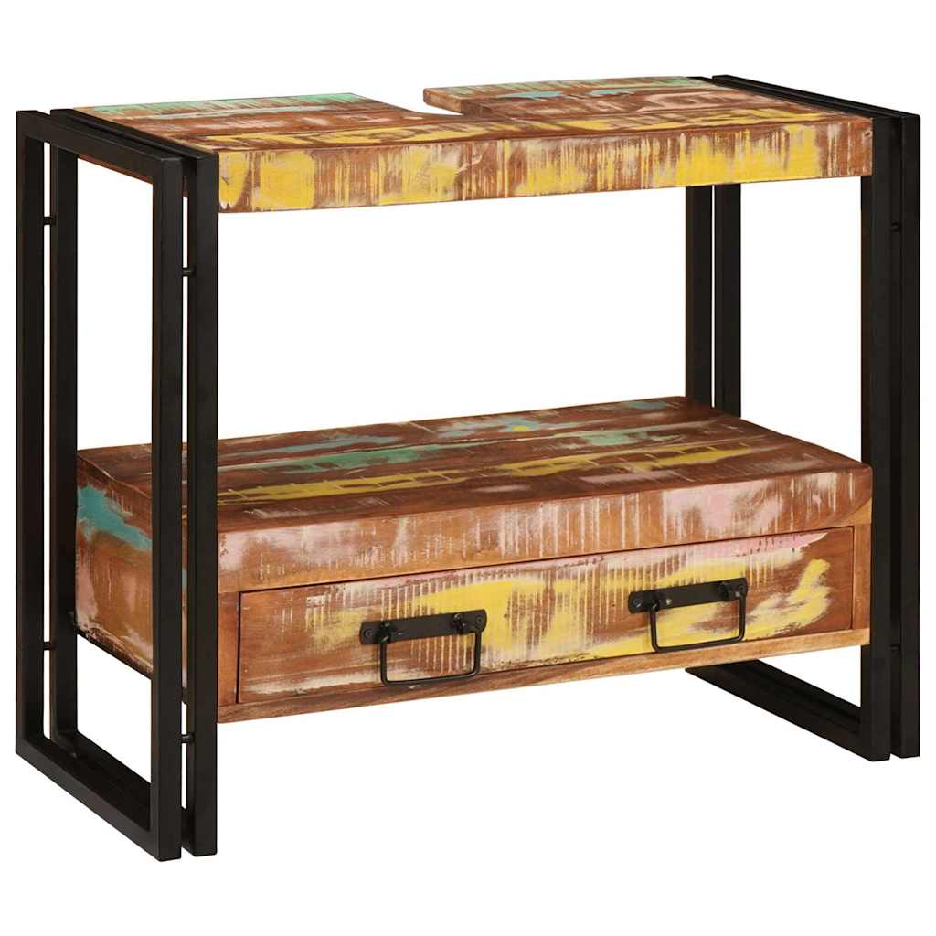 Waschtischunterschrank Mehrfarbig Massives upgecyceltes Holz