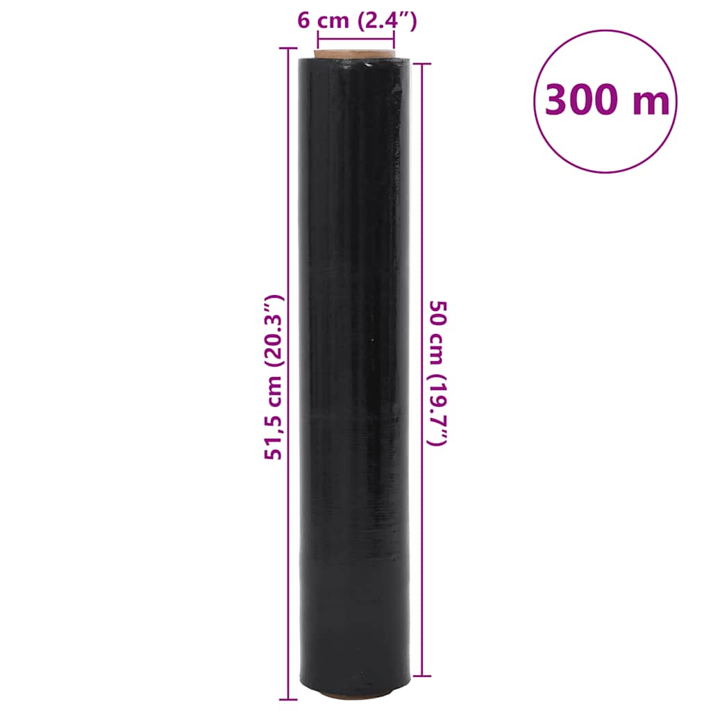 Stretchfolie 6 Stk. Schwarz 23 μm 50 cm x 300 m