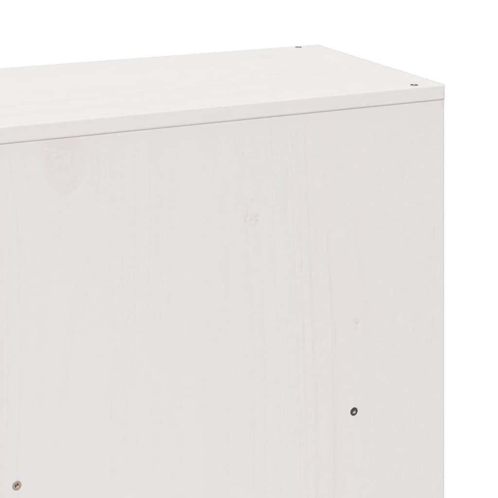 Massivholzbett mit Regal ohne Matratze Weiß 200x200 cm Kiefer