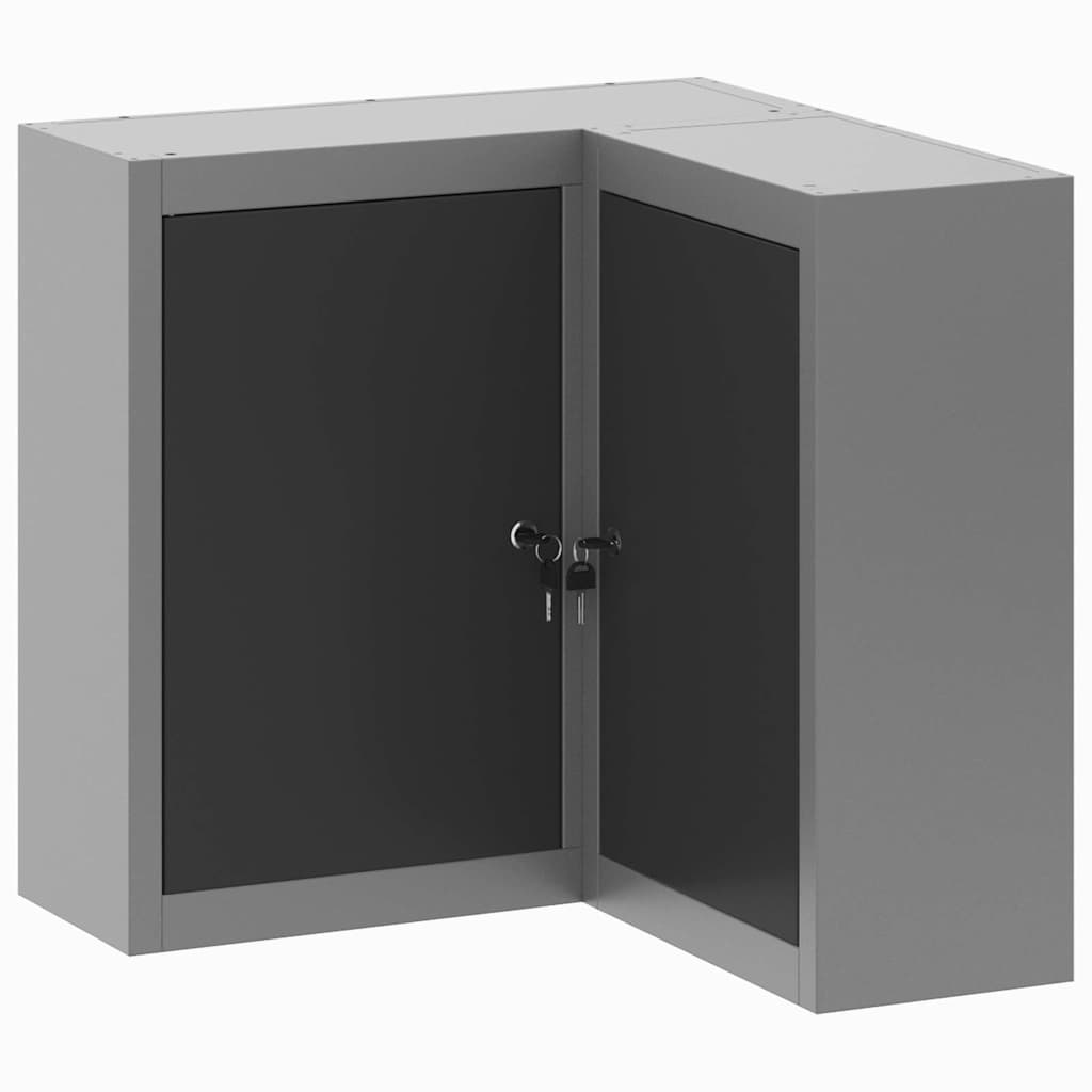 Werkzeugschrank mit Regal Schwarz und Grau 55 x 55 x 55 cm